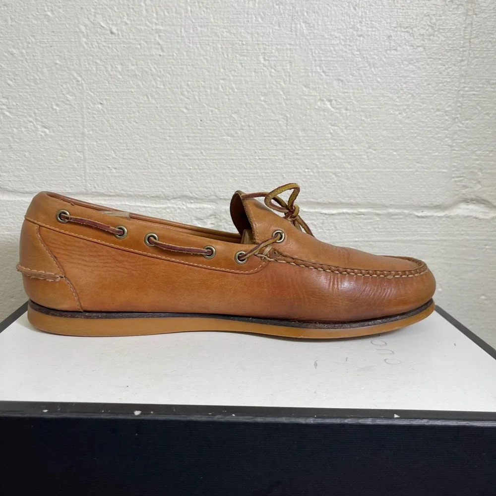 LL Bean Signature 297560 Moc Brown Leather Casual Loafer Slip On Mens Size 13 D